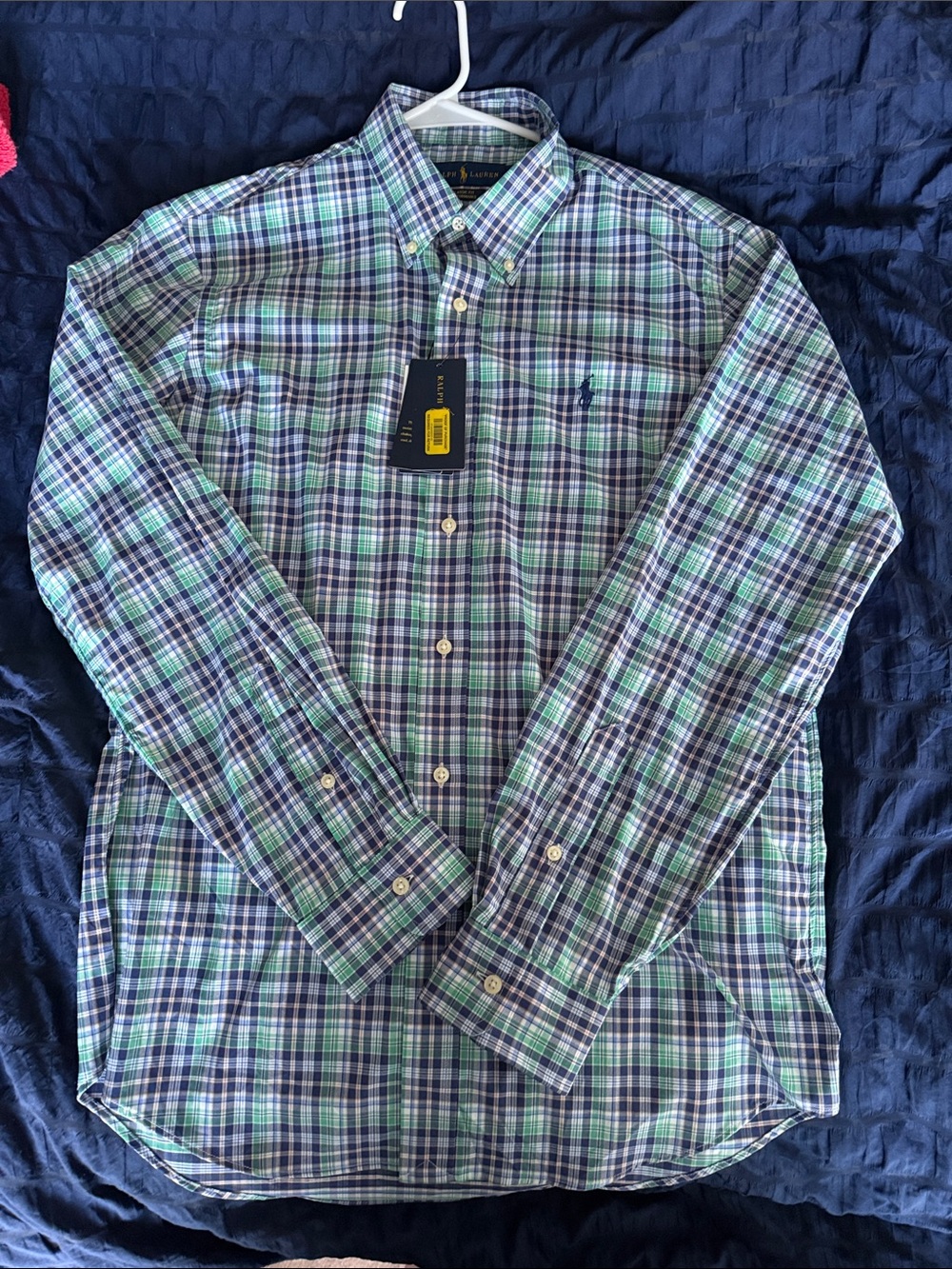 NWT Polo by Ralph Lauren Men’s Green and Blue Plaid Button-Down Shirt